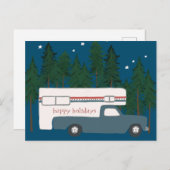ハッピーホリデーズキュートキャンパーキャンピングトラック シーズンポストカード (正面/裏面)