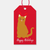 ハッピーホリデーズキュートクリスマスキャットin〔雄ジカの〕枝角 ギフトタグ (正面)