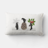 ハッピーホリデーズキュートクリスマスペおもしろいンギン ランバークッション (裏面)