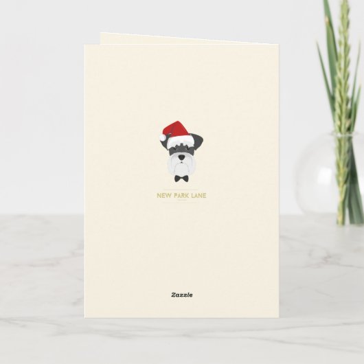 ハッピーホリデーズキュートシュナウツァークリスマス シーズンカード (裏面)
