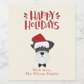 ハッピーホリデーズキュートシュナウツァークリスマス ワインラベル (シングルラベル)