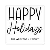 ハッピーホリデーズキュートスクリプトファミリー名クリスマス ラバースタンプ (インプリント)