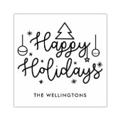 ハッピーホリデーズキュートスクリプトファミリー名 ラバースタンプ (インプリント)