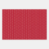 ハッピーホリデーズキュートストライプドット赤白 ラッピングペーパーシート (正面)