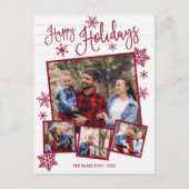 ハッピーホリデーズキュートスノーフレーク素朴4枚 ポストカード (正面)