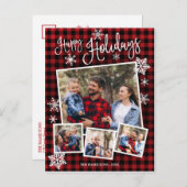 ハッピーホリデーズキュートスノーフレーク素朴4枚 ポストカード (正面/裏面)