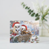 ハッピーホリデーズキュートフイルズワイルドライフサンタハット シーズンポストカード (スタンド正面)