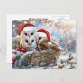 ハッピーホリデーズキュートフイルズワイルドライフサンタハット シーズンポストカード (正面/裏面)