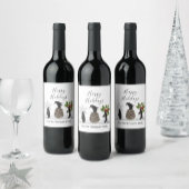 ハッピーホリデーズキュートペンギンおもしろいクリスマス ワインラベル