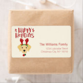ハッピーホリデーズキュートラブラドールクリスマス ラベル (インサイチュ)
