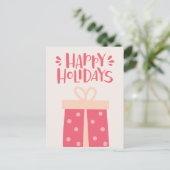 ハッピーホリデーズキュートレトロクリスマスプレゼント ポストカード (スタンド正面)