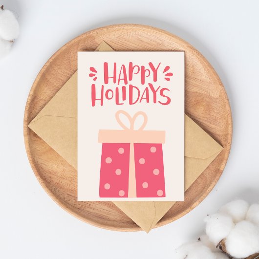 ハッピーホリデーズキュートレトロクリスマスプレゼント ポストカード