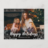 ハッピーホリデーズキュート冬の葉写真クリスマス ポストカード (正面)