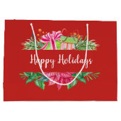 ハッピーホリデーズギフトとエバーグリーン ラージペーパーバッグ (裏面)