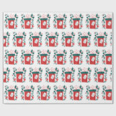 ハッピーホリデーズギフトと花 ラッピングペーパー (フラット)