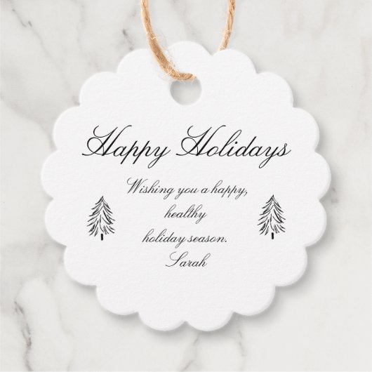 ハッピーホリデーズギフトパーソナライズされたラベル フェイバータグ (正面)