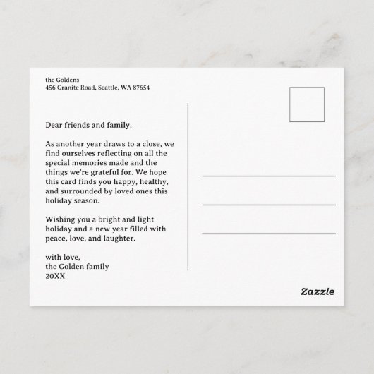 ハッピーホリデーズギフトプレゼントクリスマスカスタム ポストカード (裏面)