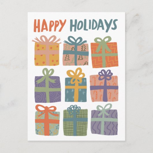 ハッピーホリデーズギフトプレゼントクリスマスカスタム ポストカード (正面)