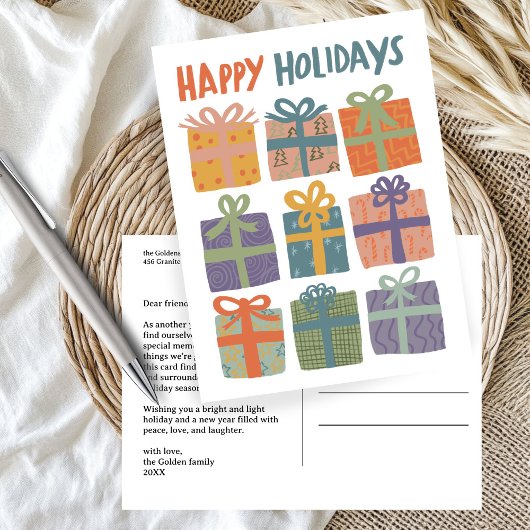 ハッピーホリデーズギフトプレゼントクリスマスカスタム ポストカード