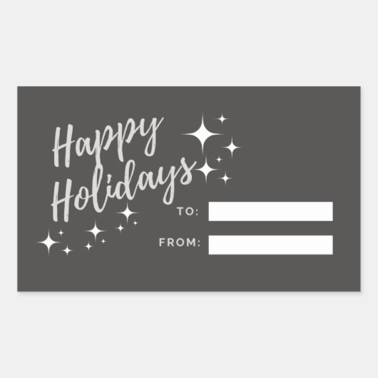 ハッピーホリデーズギフトラベルシール 長方形シール (正面)