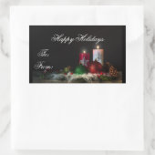 ハッピーホリデーズギフトラベル 長方形シール (バッグ)