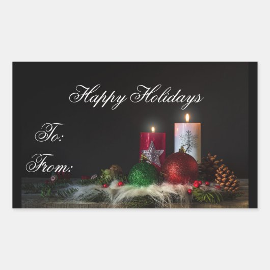 ハッピーホリデーズギフトラベル 長方形シール (正面)