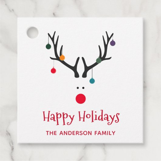 ハッピーホリデーズクおもしろいリスマストナカイ白 フェイバータグ (正面)