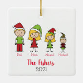 ハッピーホリデーズクパーソナライズされたリスマスファミリー セラミックオーナメント (裏面)