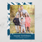 ハッピーホリデーズクリスマスかわいいフェスティバルスパークルブルー シーズンカード (正面/裏面)