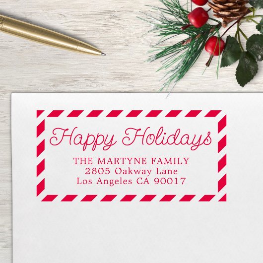 ハッピーホリデーズクリスマスアドパーソナライズされたレス セルフインキングスタンプ