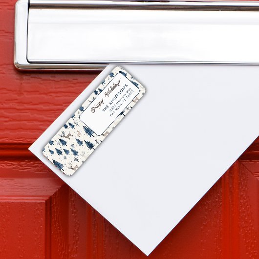 ハッピーホリデーズクリスマスウィンターフォレストパターン ラベル