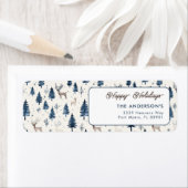 ハッピーホリデーズクリスマスウィンターフォレストパターン ラベル (インサイチュ)