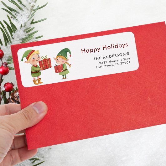 ハッピーホリデーズクリスマスエルフスミチーフ ラベル