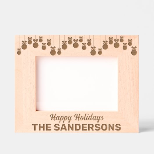 ハッピーホリデーズクリスマスオーナメント名前をカスタムする レーザー彫刻フレーム (正面)