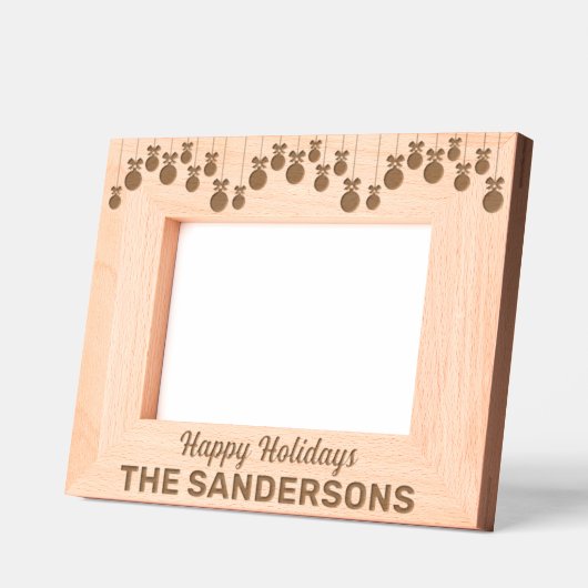 ハッピーホリデーズクリスマスオーナメント名前をカスタムする レーザー彫刻フレーム (左)