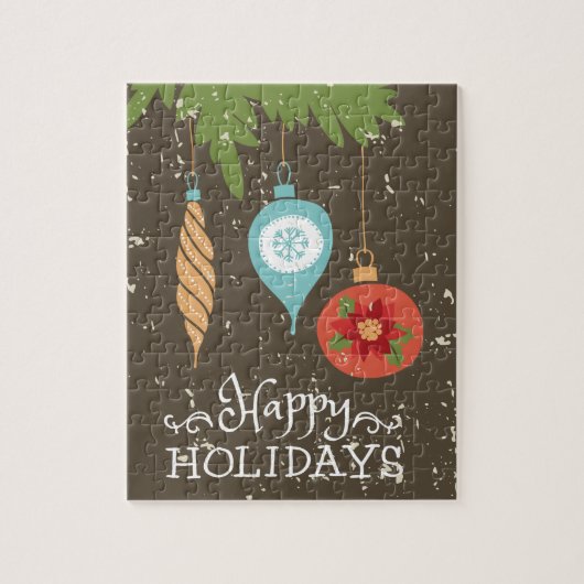 ハッピーホリデーズクリスマスオーナメント装飾品 ジグソーパズル (縦)