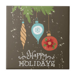 ハッピーホリデーズクリスマスオーナメント装飾品 タイル