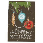 ハッピーホリデーズクリスマスオーナメント装飾品 ミディアムペーパーバッグ (裏面)