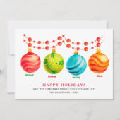 ハッピーホリデーズクリスマスオーナメント4家族の名前 シーズンカード (正面)