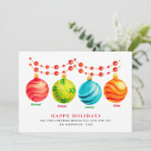 ハッピーホリデーズクリスマスオーナメント4家族の名前 シーズンカード (スタンド正面)