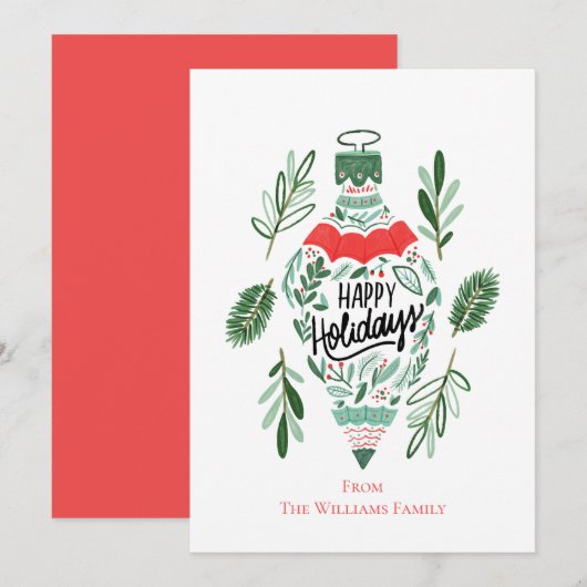 ハッピーホリデーズクリスマスオーナメント シーズンカード (正面/裏面)