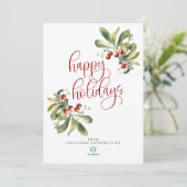 ハッピーホリデーズクリスマスカードと会社のロゴ シーズンカード (スタンド正面)