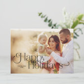 ハッピーホリデーズクリスマスカードブラック 招待状 (スタンド正面)