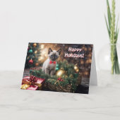 ハッピーホリデーズクリスマスキットンシャメズタイプ猫 カード (正面)