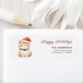 ハッピーホリデーズクリスマスキュートキャット子猫アドレス ラベル (インサイチュ)