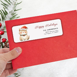 ハッピーホリデーズクリスマスキュートキャット子猫アドレス ラベル