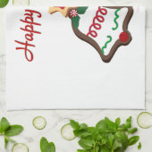 ハッピーホリデーズクリスマスクッキーベル キッチンタオル (折り畳み)