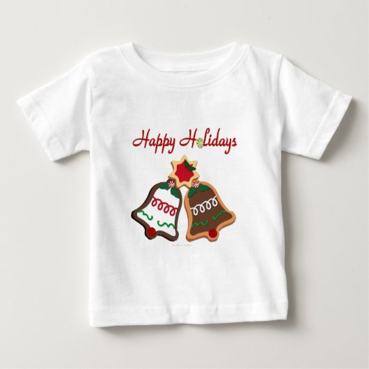 ハッピーホリデーズクリスマスクッキーベル ベビーTシャツ (正面)