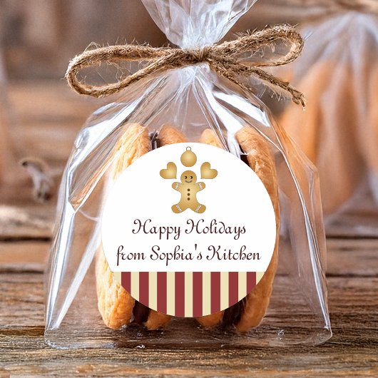 ハッピーホリデーズクリスマスクッキーホームメイドラベル ラウンドシール