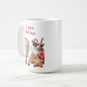 ハッピーホリデーズクリスマスクッキー熱ココアティー コーヒーマグカップ (正面左)